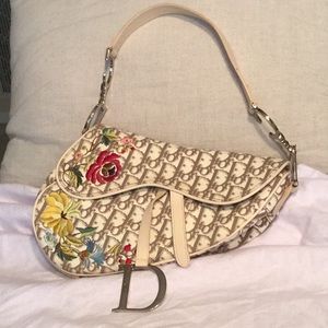 Christian Dior Monogram Embroidered Saddle Bag